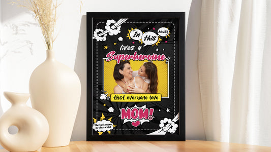 Personalised Mother's Day Frame – Superheroine Mom Comic Art