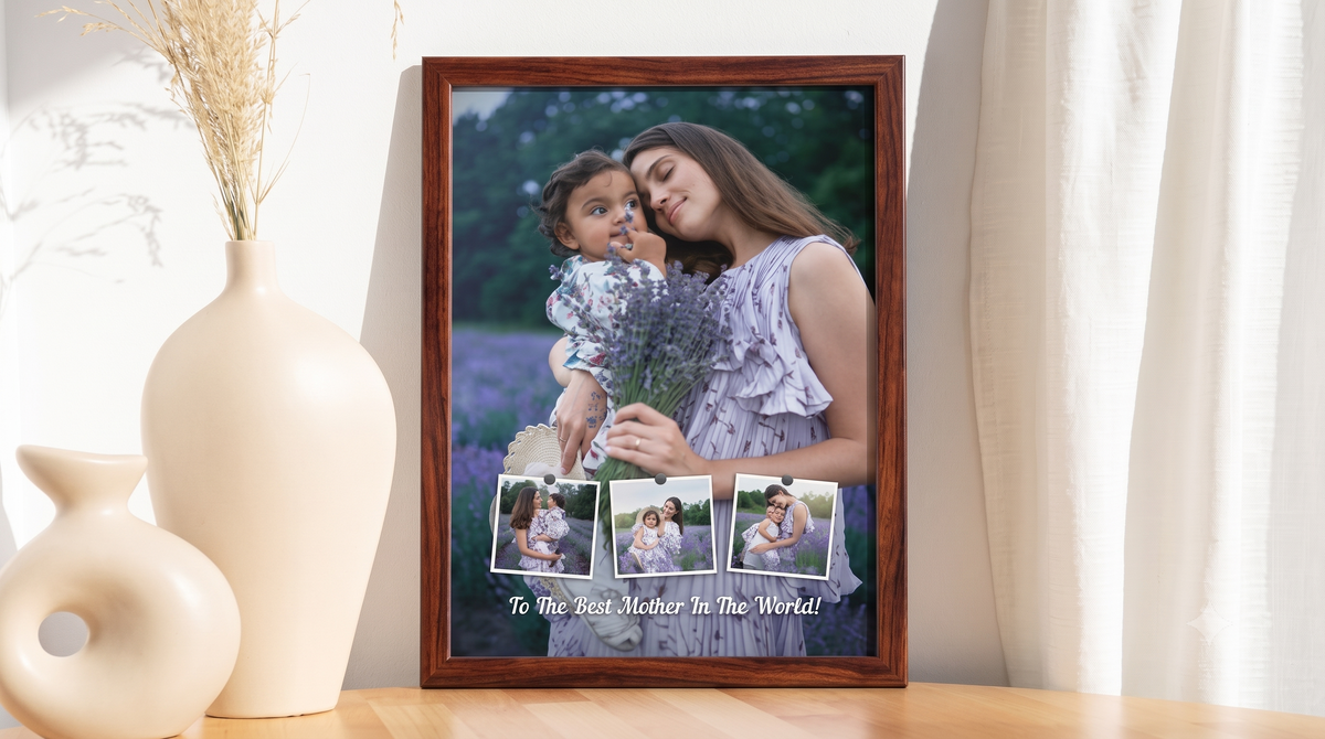 Personalised Mother's Day Frame – Lavender Fields & Pinned Snapshots