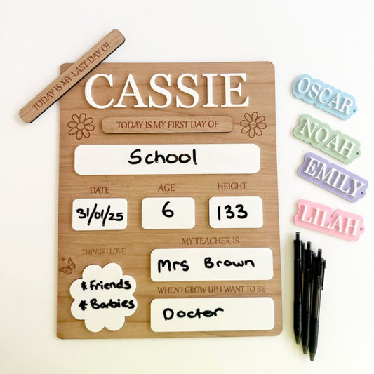 First & Last Day of School Memory Board – Editable Wooden Sign for Kids -07KS0003