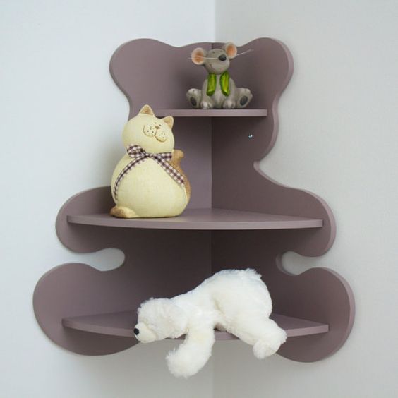 Creative Kids Room Shelves – Bear & Dinosaur Shaped Wall Storage -07KS0004