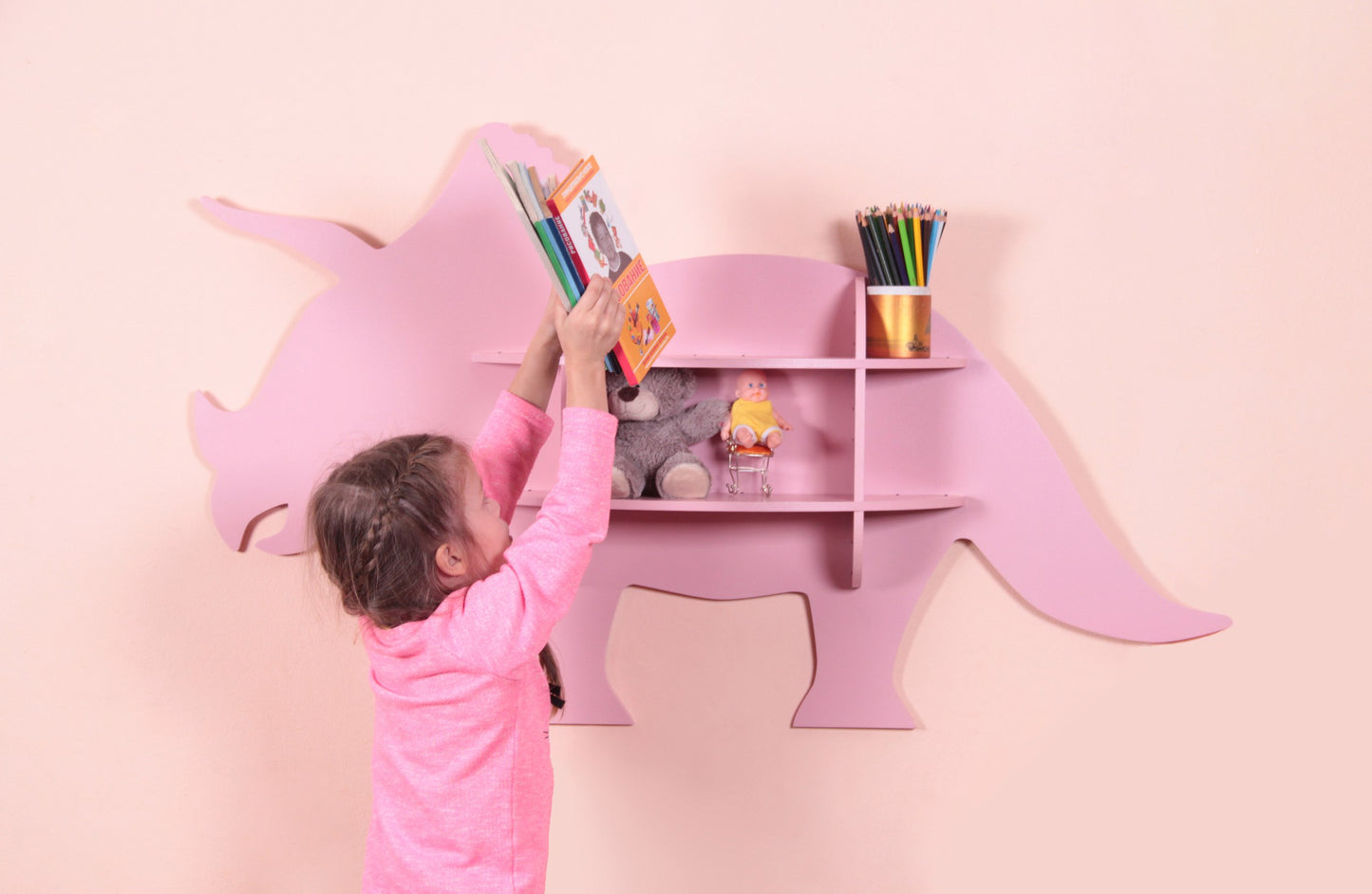Creative Kids Room Shelves – Bear & Dinosaur Shaped Wall Storage -07KS0004