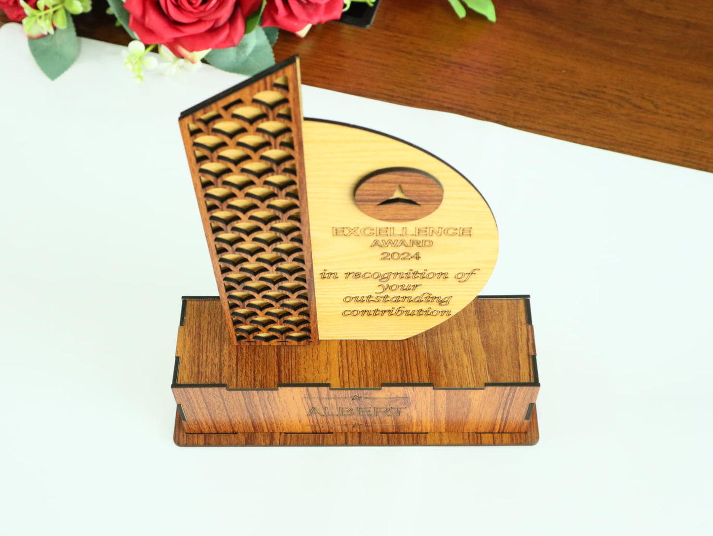 Customized Wooden Achievement Trophy – Office or Employee Awards -07KS0007