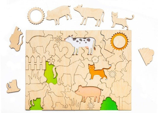 Educational Wooden Puzzle Collection for Kids – Farm, Ocean & Cartoon Themes -07KS0008