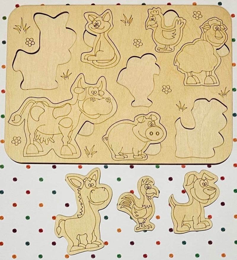 Educational Wooden Puzzle Collection for Kids – Farm, Ocean & Cartoon Themes -07KS0008