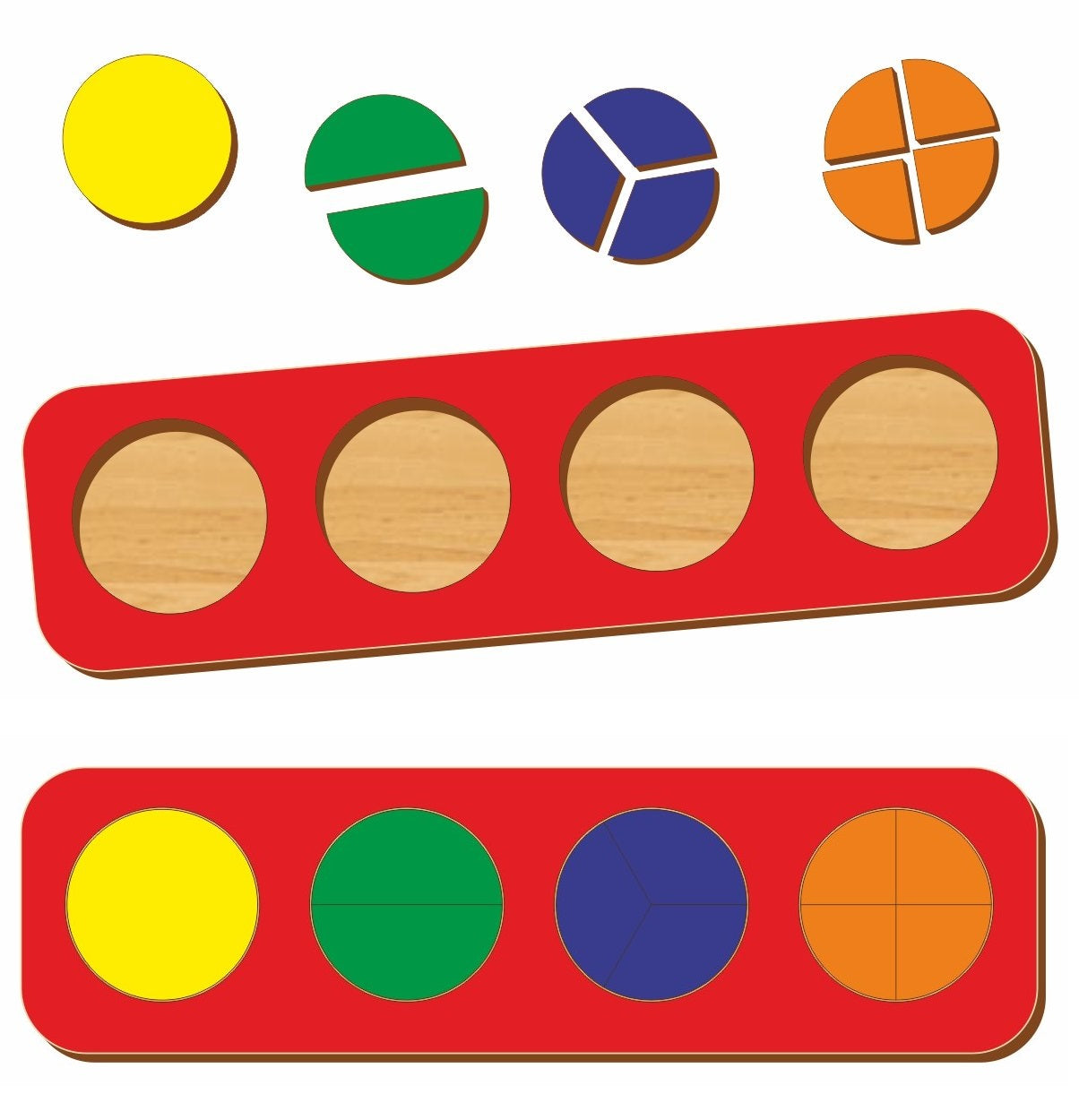 TinyThinkers Early Learning Puzzle Set – Shapes, Colors, and Fractions -07KS0010