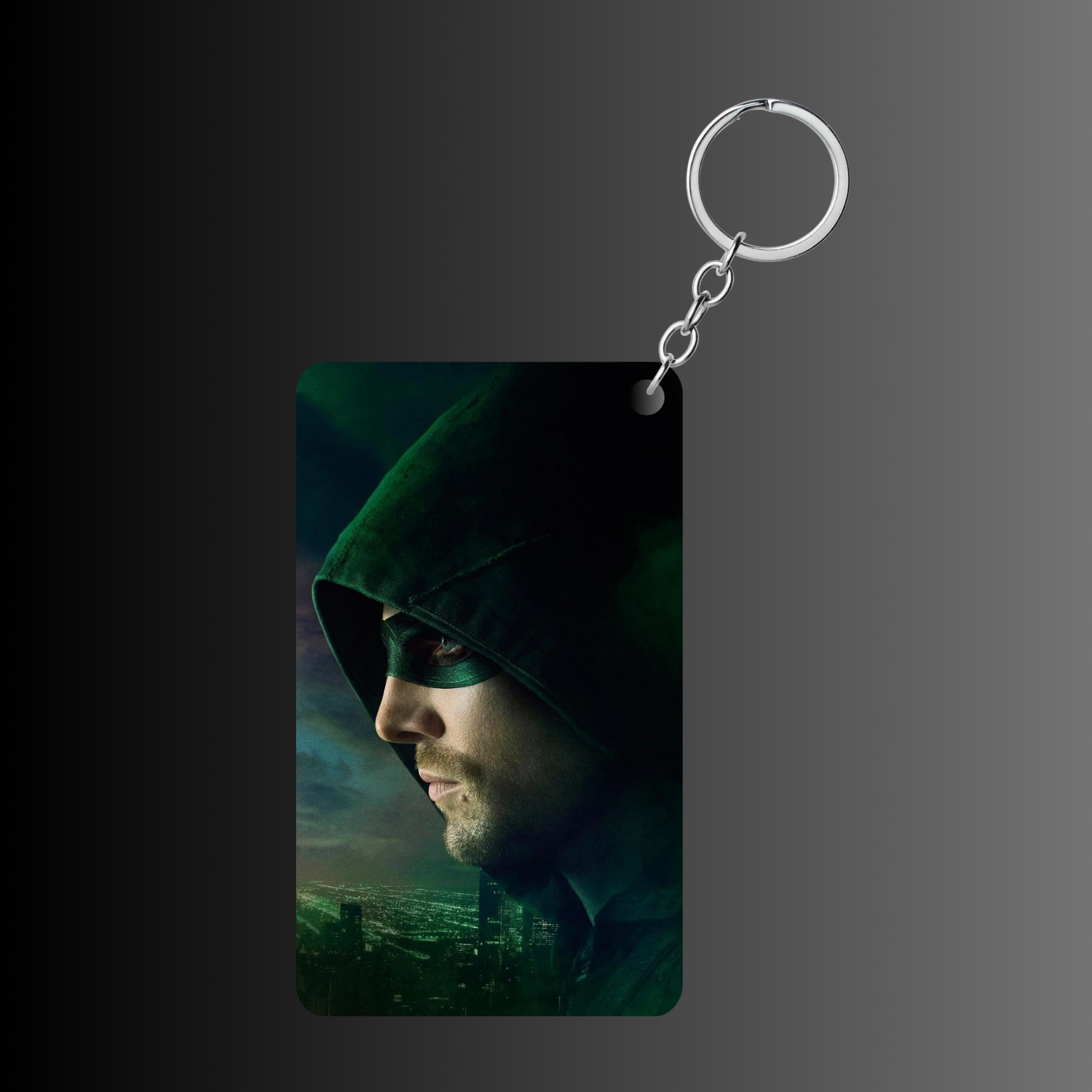 Green Arrow Rectangle Shape Design Keychain