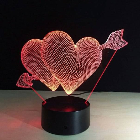 Heart 3D LED Night Light Love Heart Night Light Love Knot 3D Illusion Lamp  - 11CT0011