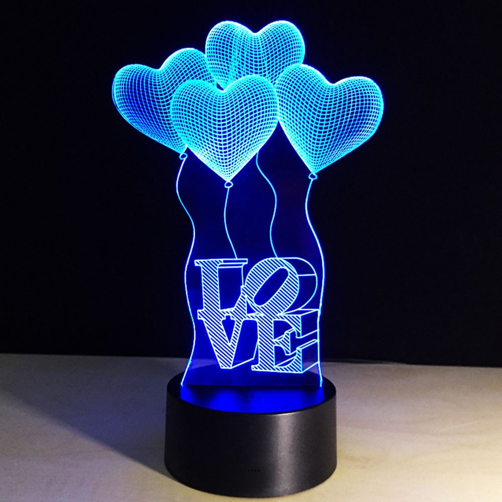 Heart 3D LED Night Light Love Heart Night Light Love Knot 3D Illusion Lamp  - 11CT0011