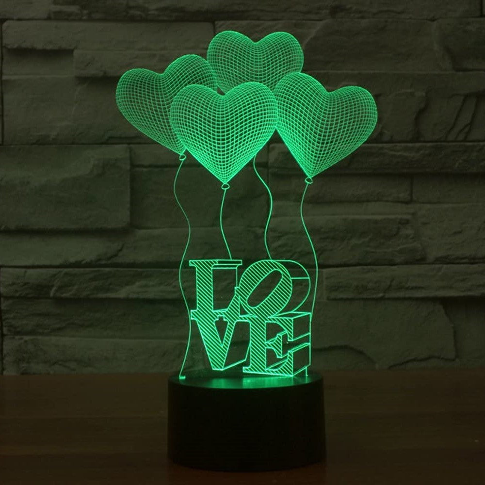 Heart 3D LED Night Light Love Heart Night Light Love Knot 3D Illusion Lamp  - 11CT0011