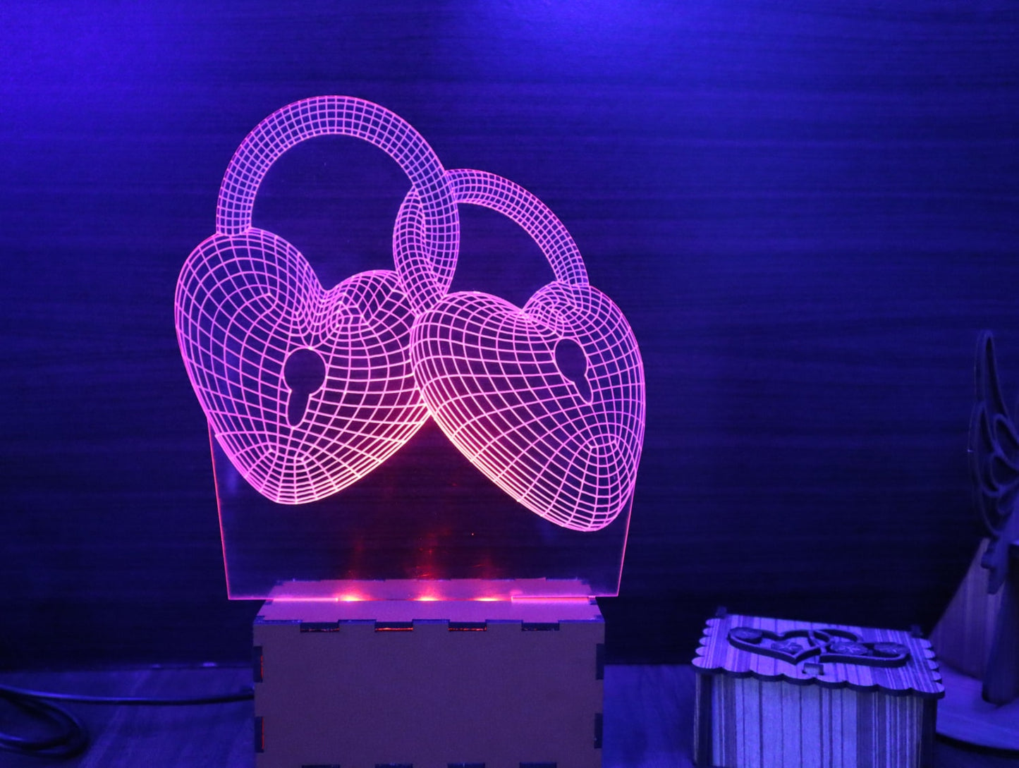 Heart 3D LED Night Light Love Heart Night Light Love Knot 3D Illusion Lamp  - 11CT0011