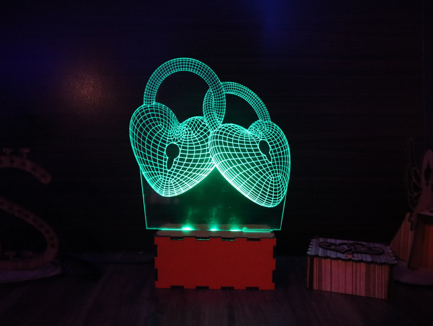 Heart 3D LED Night Light Love Heart Night Light Love Knot 3D Illusion Lamp  - 11CT0011