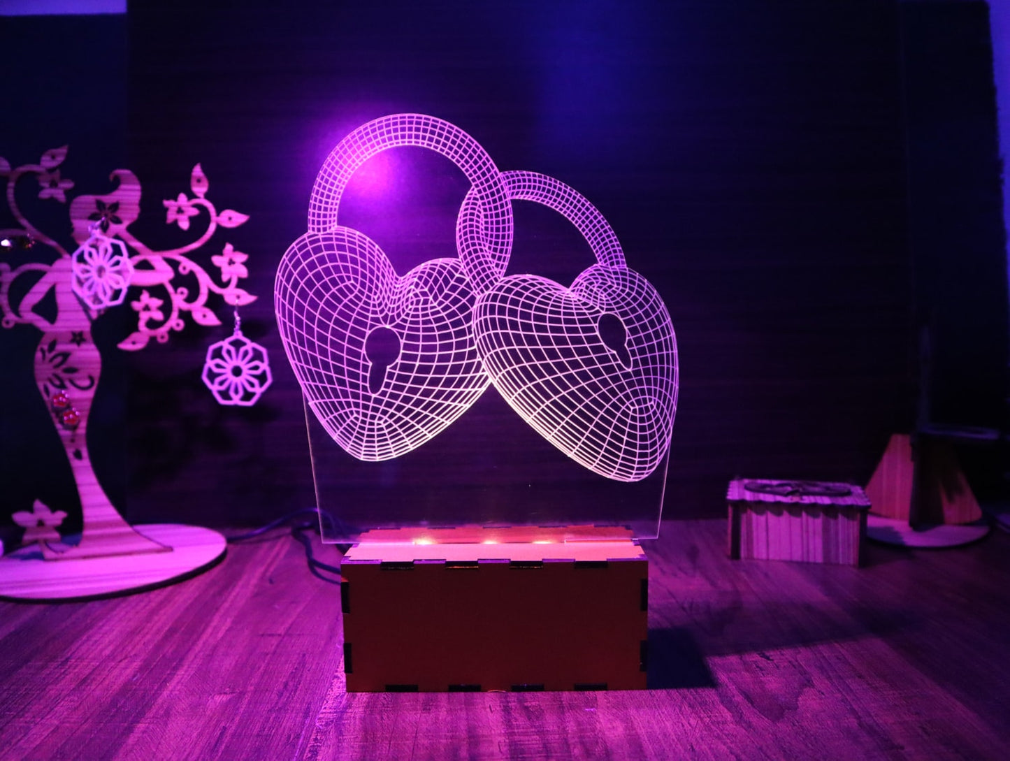Heart 3D LED Night Light Love Heart Night Light Love Knot 3D Illusion Lamp  - 11CT0011