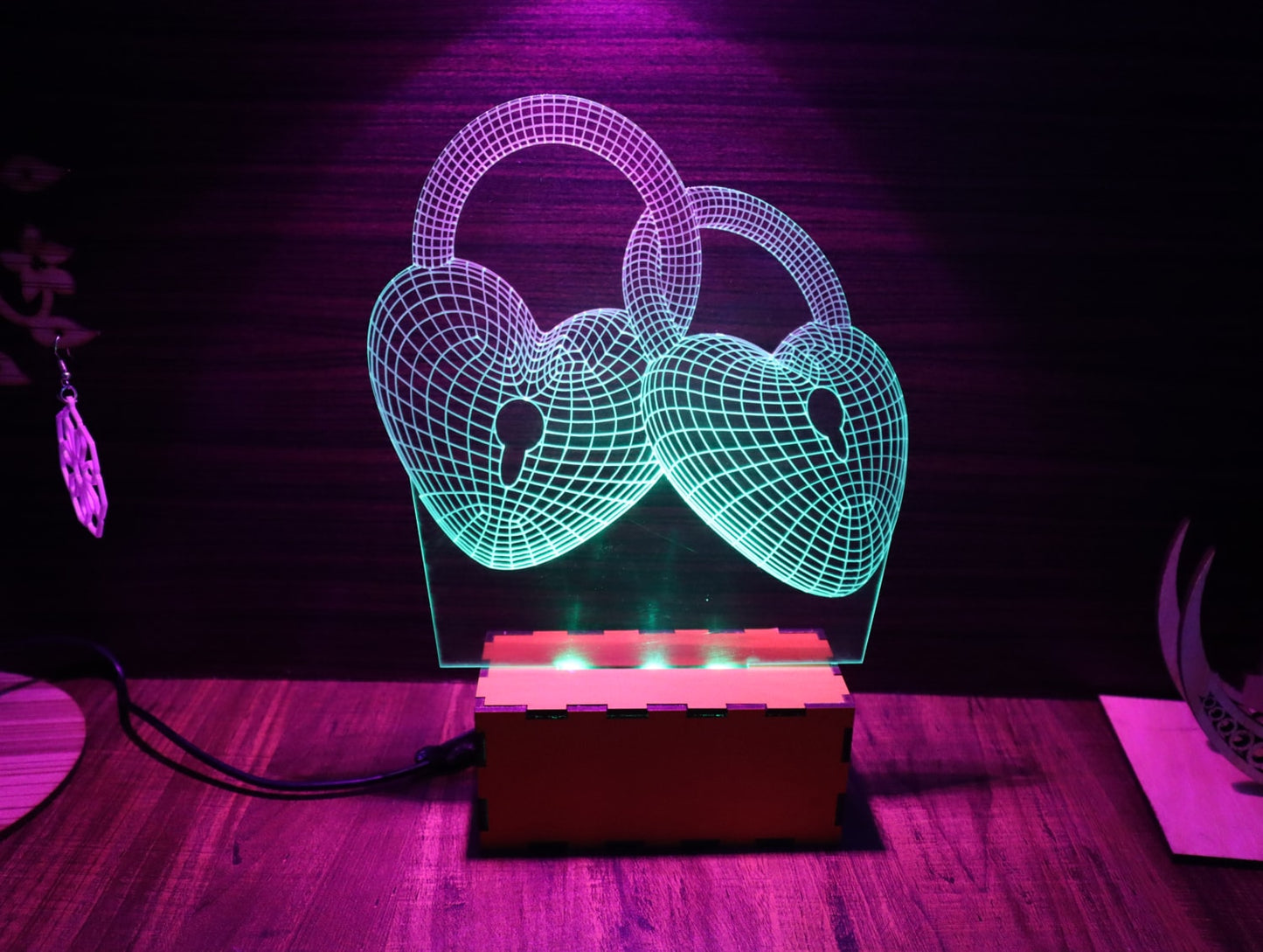 Heart 3D LED Night Light Love Heart Night Light Love Knot 3D Illusion Lamp  - 11CT0011
