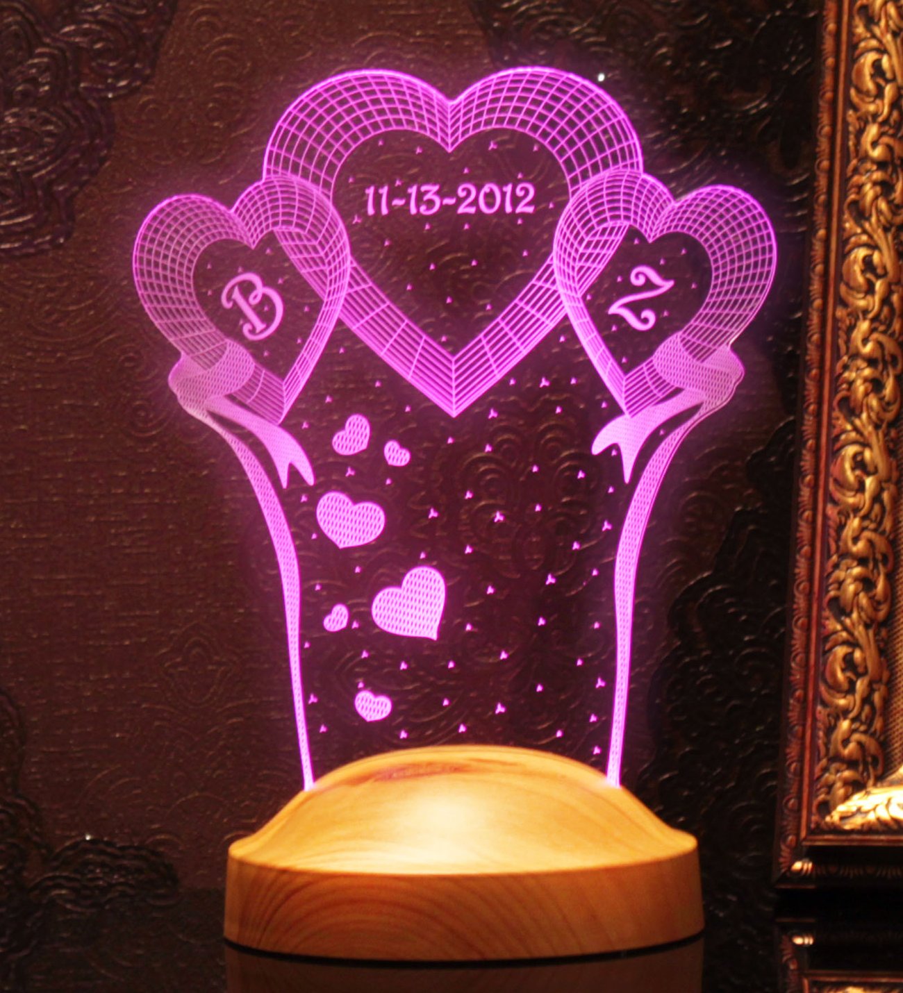 Heart 3D LED Night Light Love Heart Night Light Love Knot 3D Illusion Lamp  - 11CT0011