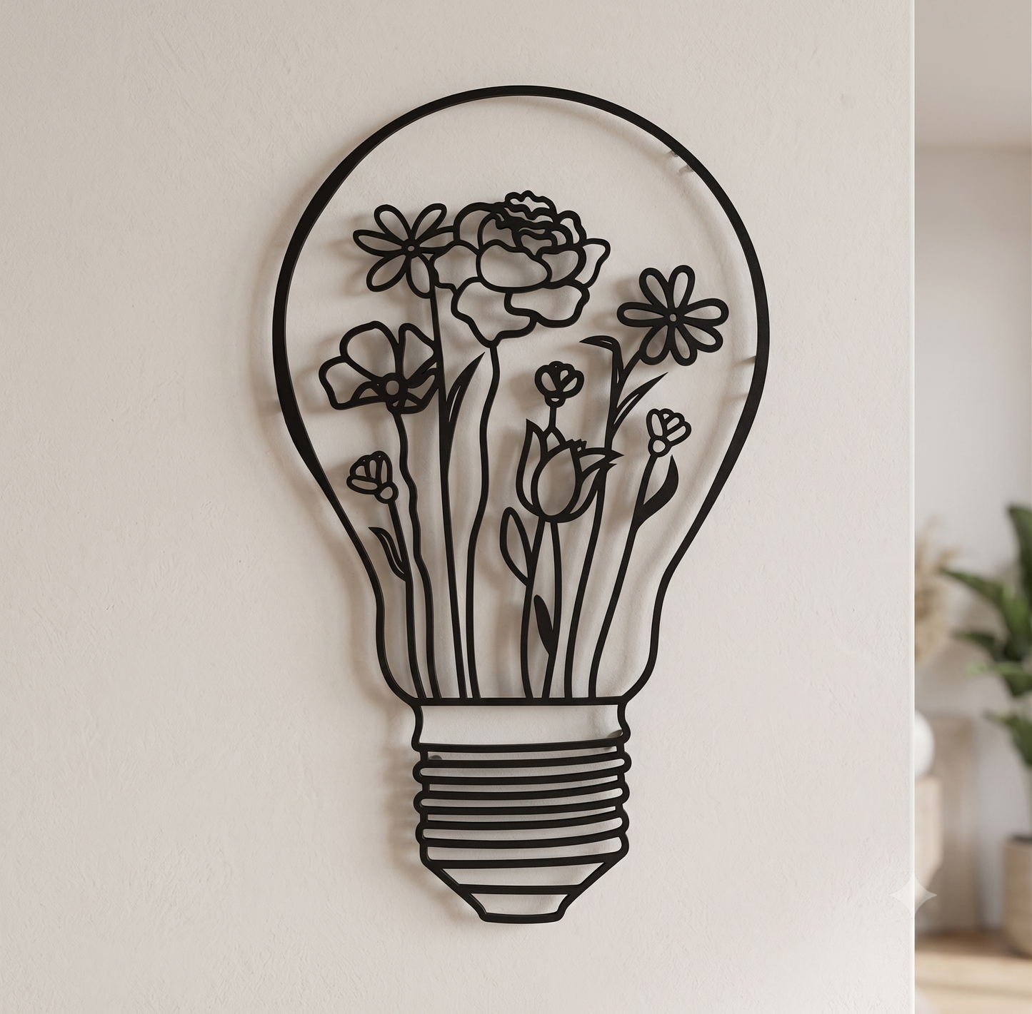 Light Bulb Floral Garden Wall Hanging Art
