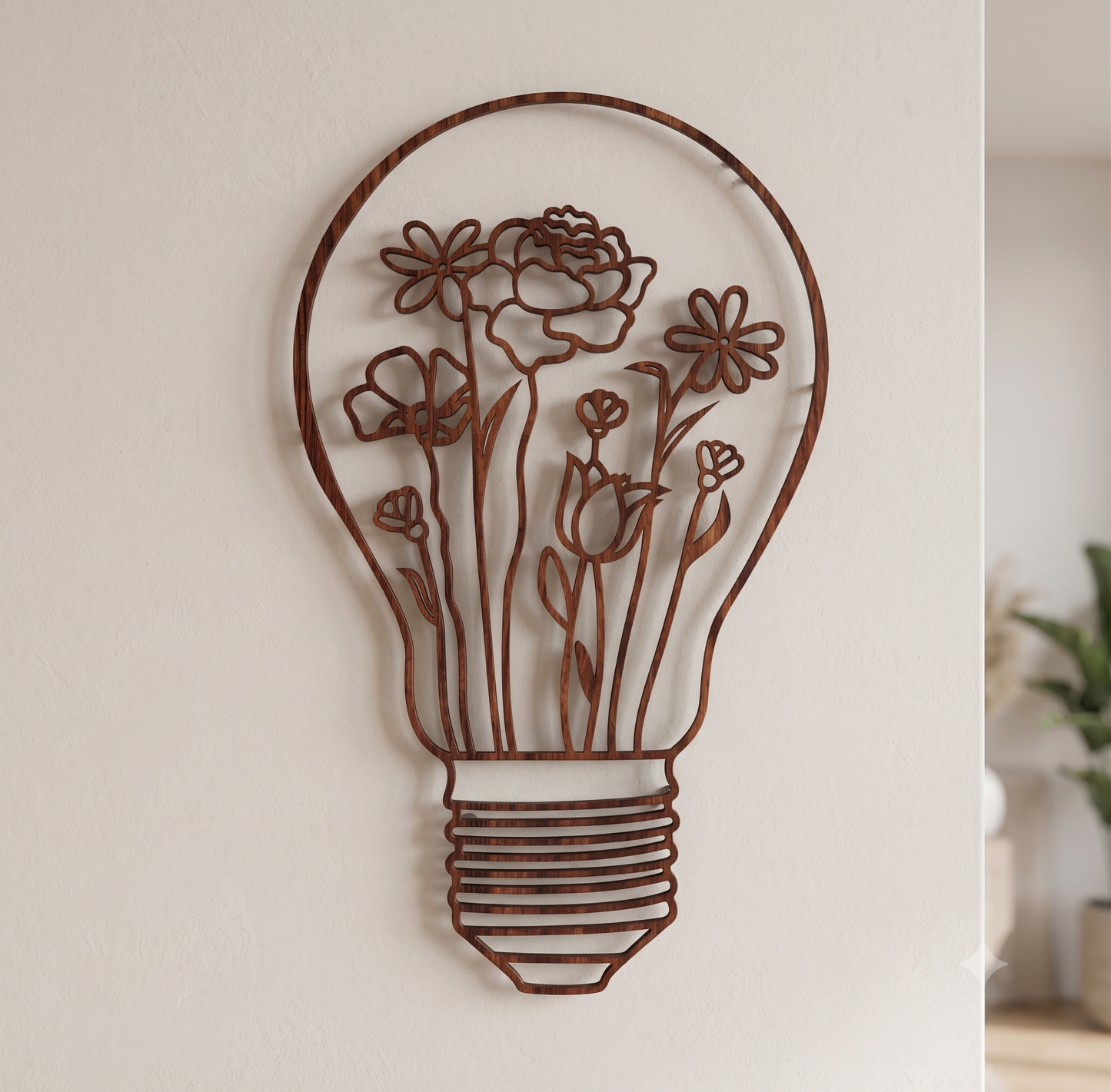 Light Bulb Floral Garden Wall Hanging Art