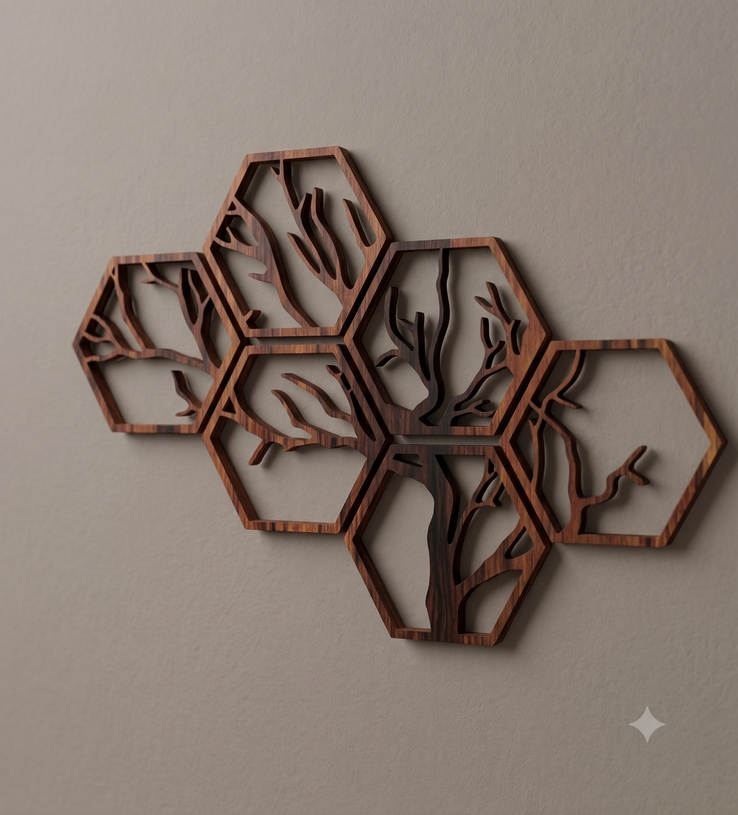 Geometric Honeycomb Tree of Life 6-Piece Wall Hanging Set