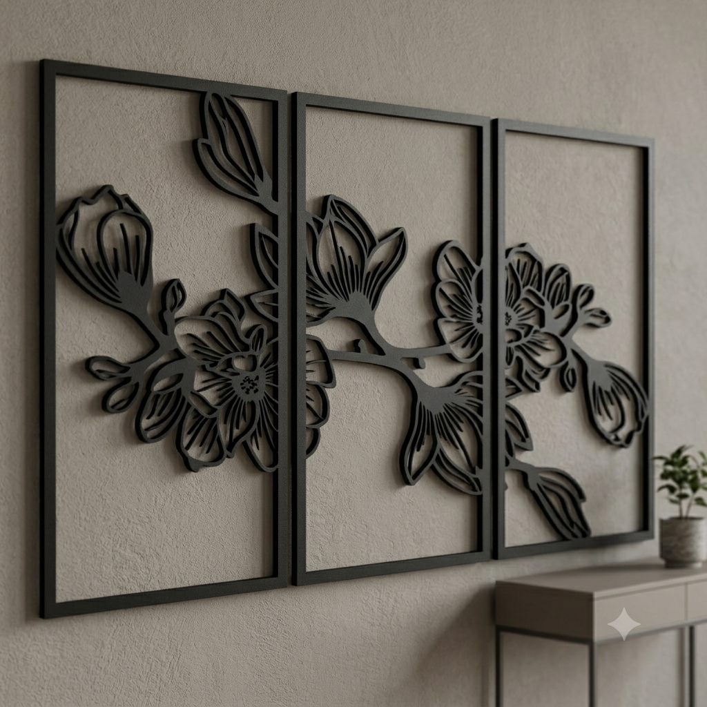 Blooming Magnolia Branch 3-Piece Framed Wall Hanging Set
