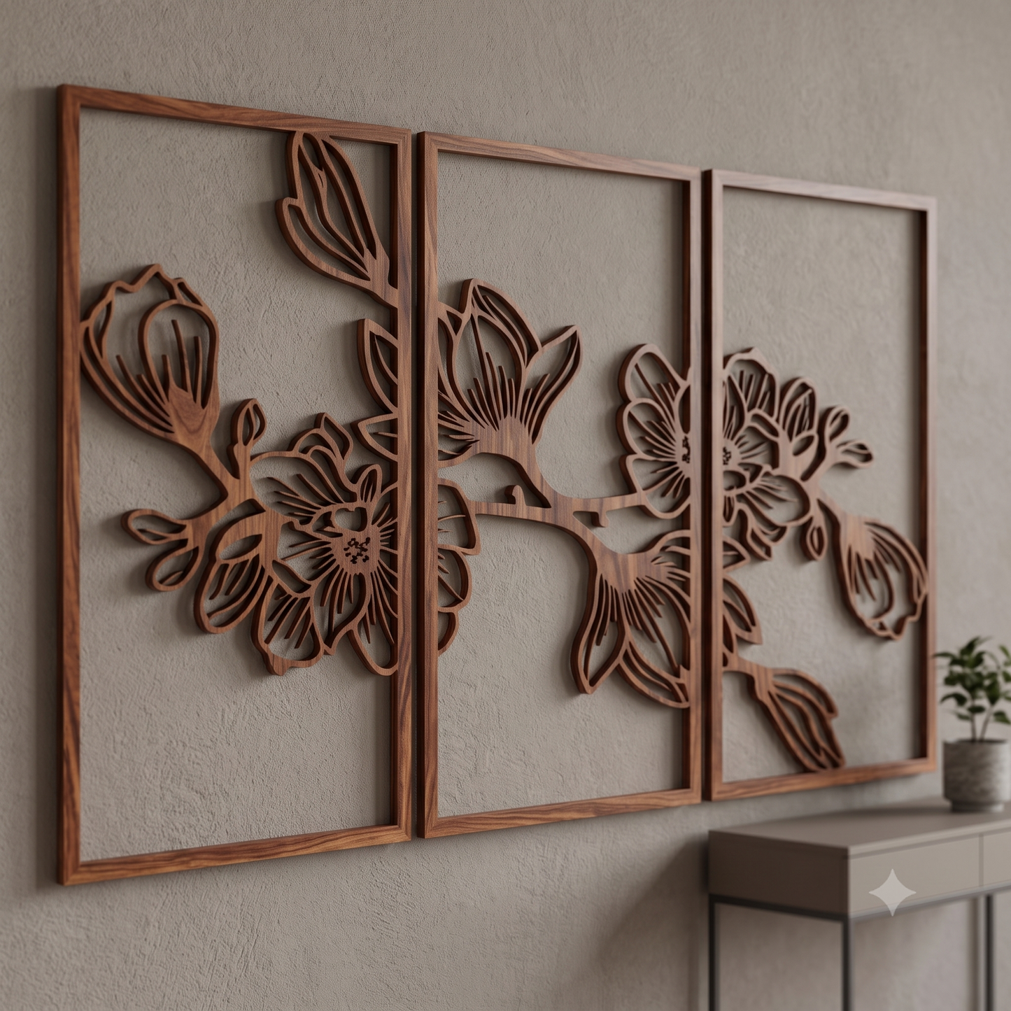 Blooming Magnolia Branch 3-Piece Framed Wall Hanging Set
