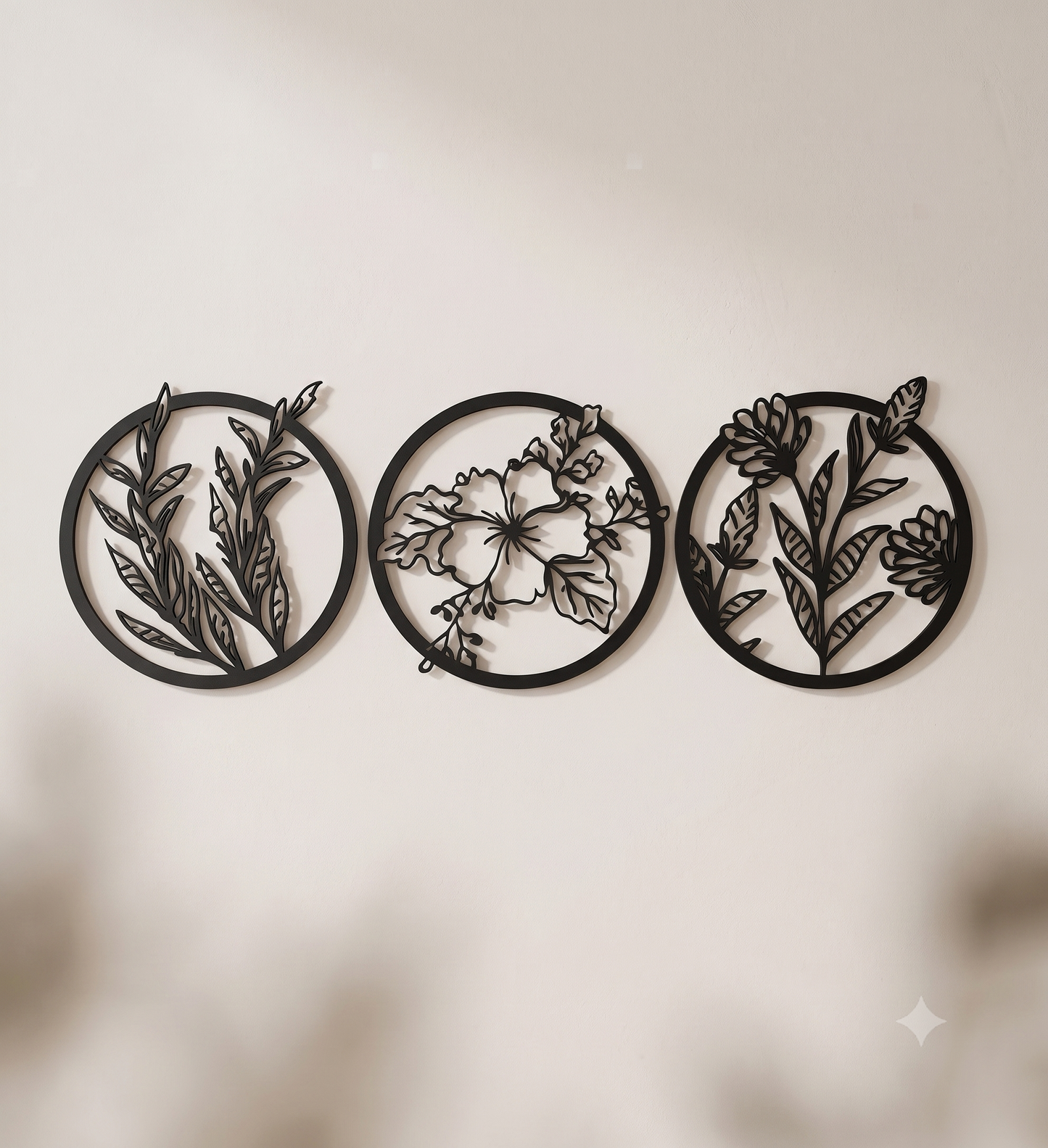 Meadow Bloom Circular Trio Wall Hanging Art Set