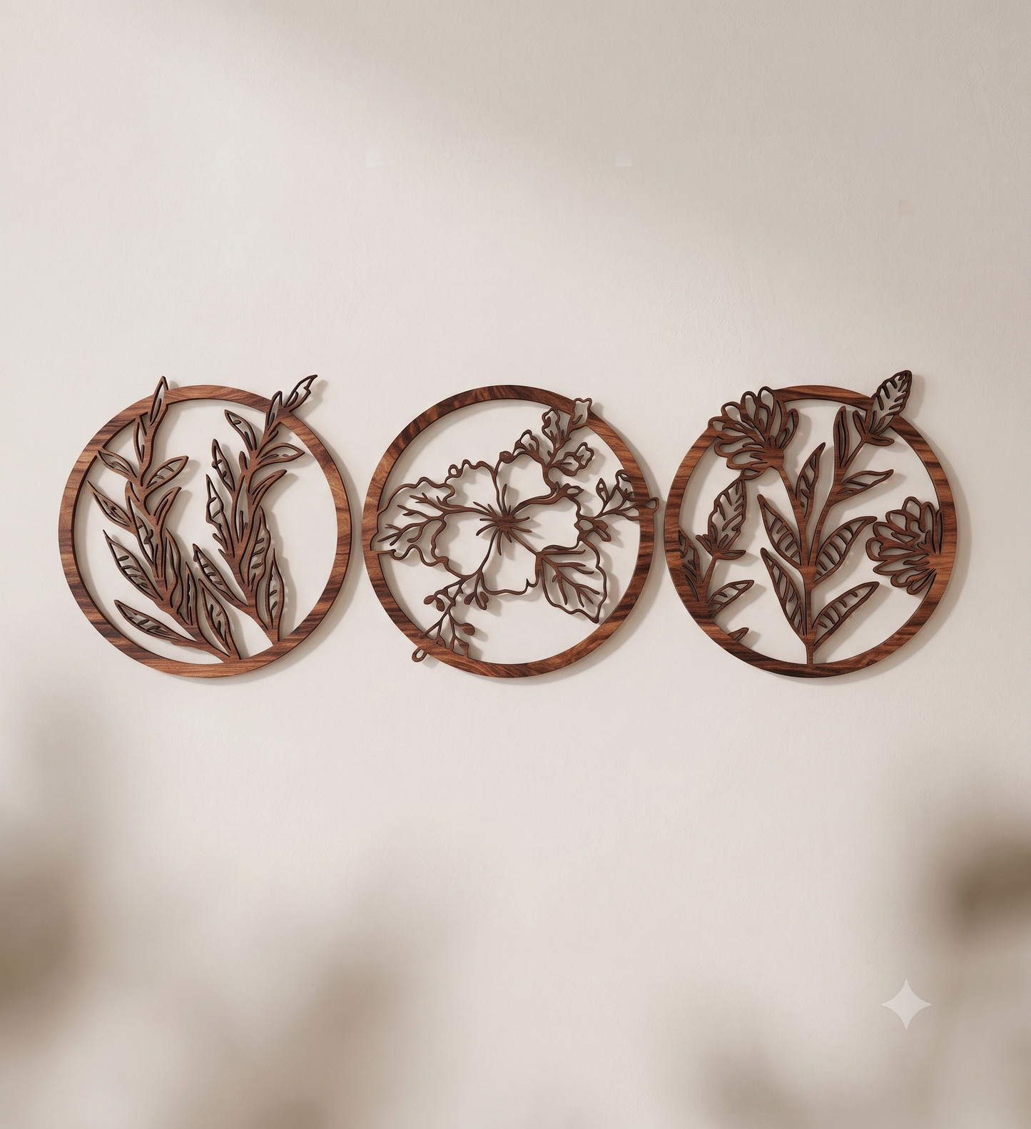 Meadow Bloom Circular Trio Wall Hanging Art Set