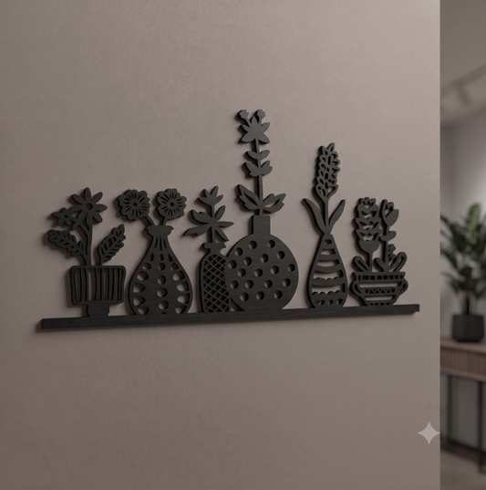 Artisan Floral Shelf Silhouette Wall Hanging Art
