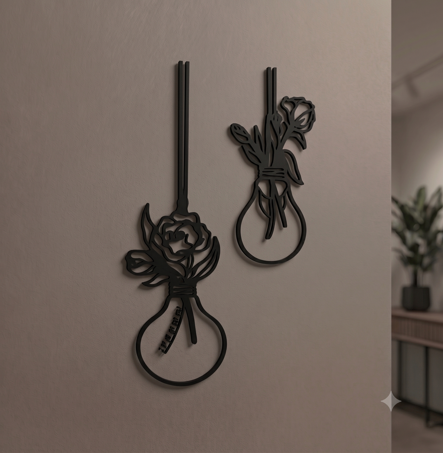 Pendant Bulb Floral Bouquet 2-Piece Wall Hanging Set