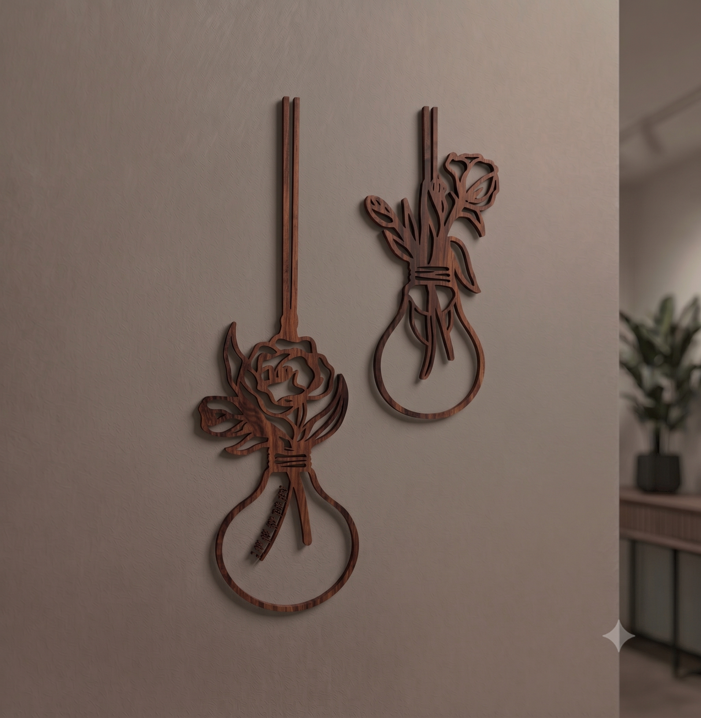 Pendant Bulb Floral Bouquet 2-Piece Wall Hanging Set
