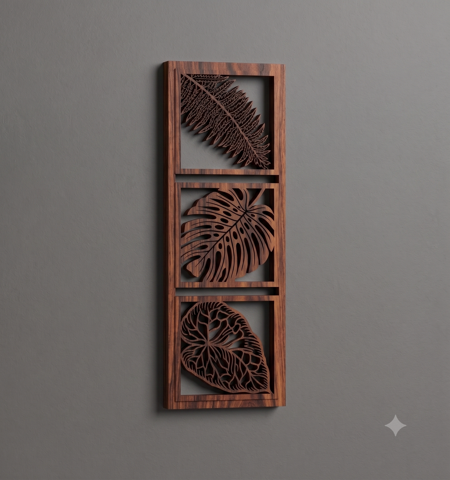 Tropical Foliage 3-Tier Vertical Panel Wall Hanging Art