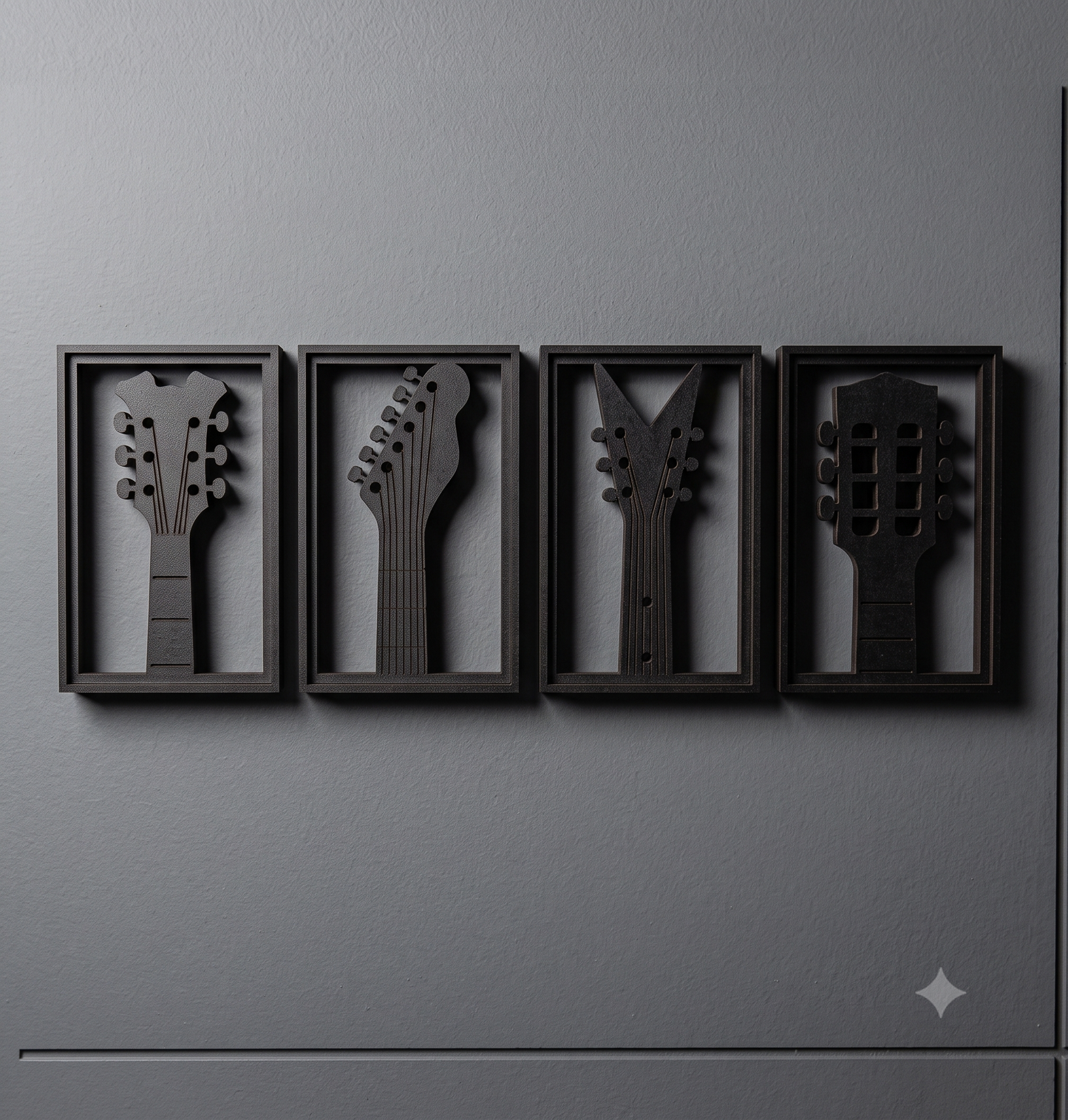 Iconic Guitar Headstocks 4-Piece Framed Wall Hanging Set