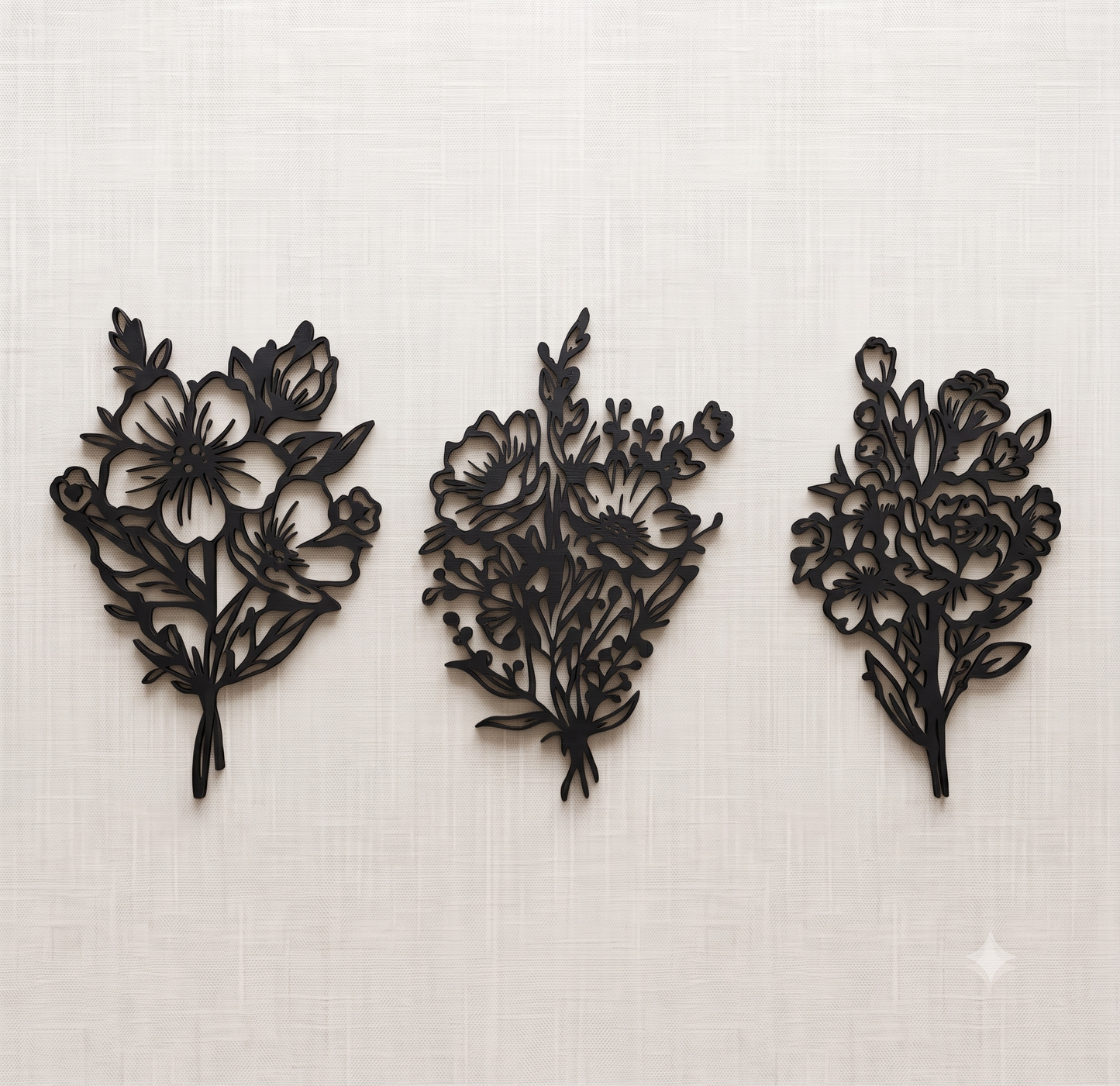 Hand-Tied Wildflower Bouquet 3-Piece Wall Hanging Set