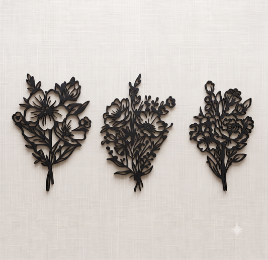 Hand-Tied Wildflower Bouquet 3-Piece Wall Hanging Set