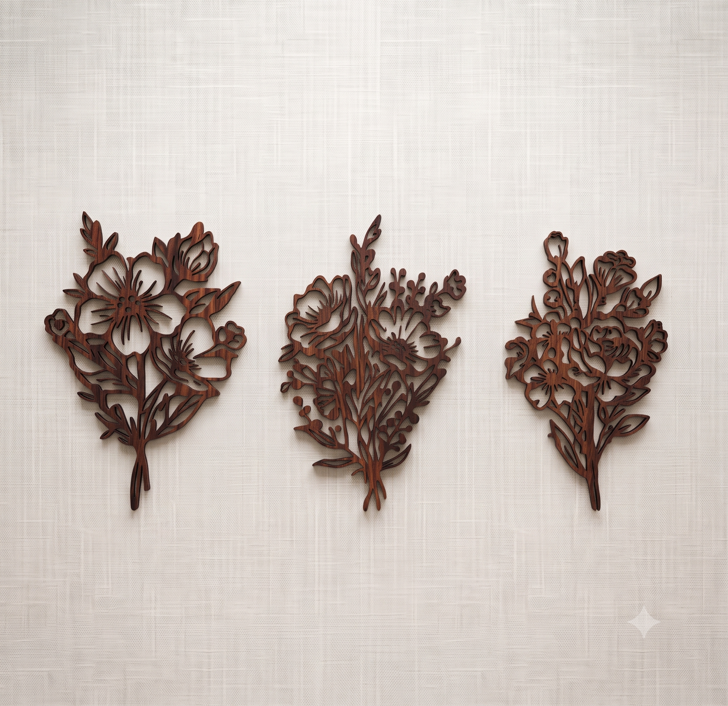 Hand-Tied Wildflower Bouquet 3-Piece Wall Hanging Set