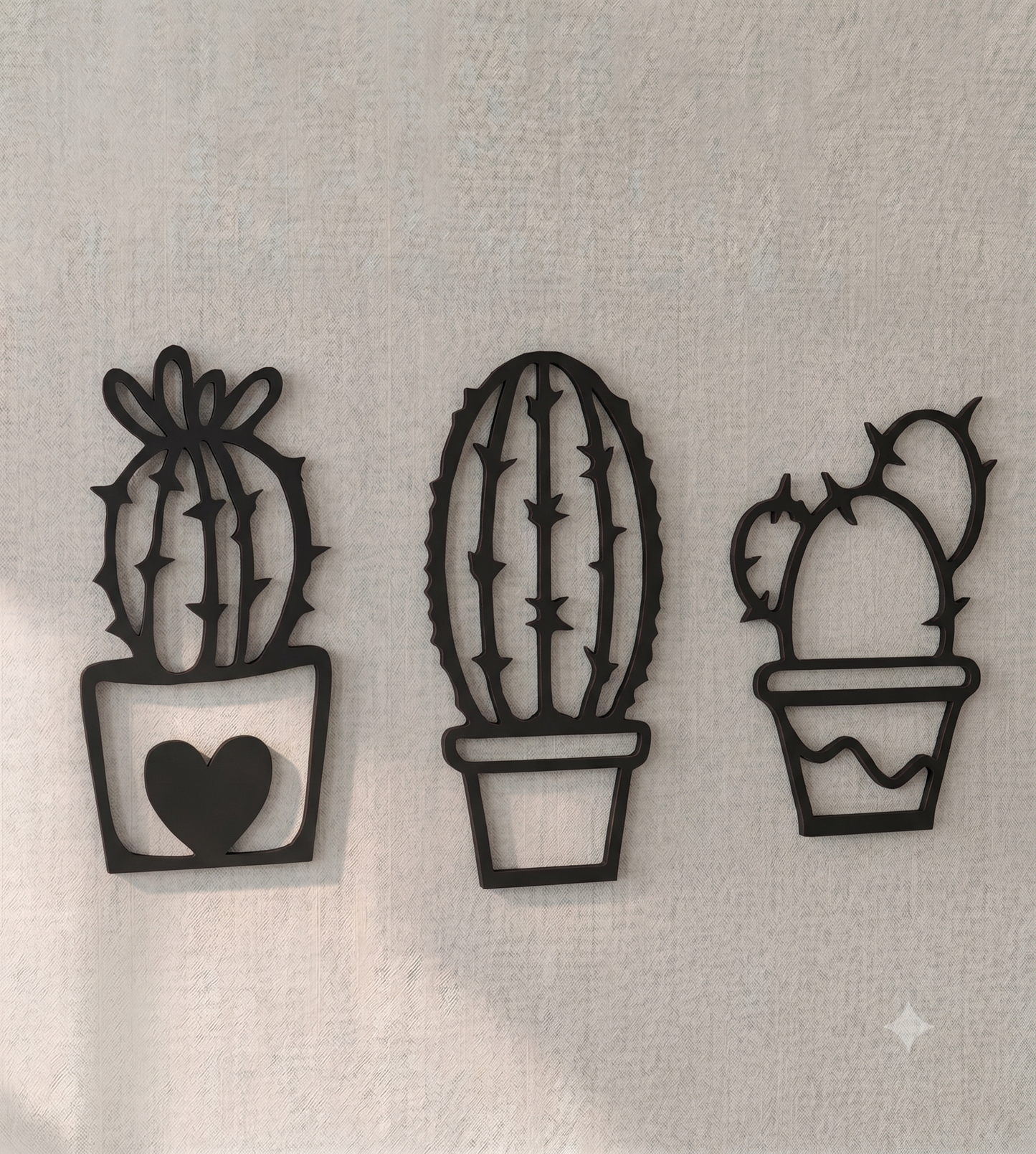 Desert Succulent Cactus 3-Piece Wall Hanging Set