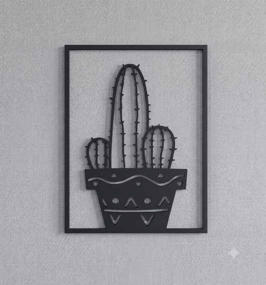 Desert Saguaro Cactus Framed Wall Hanging Art