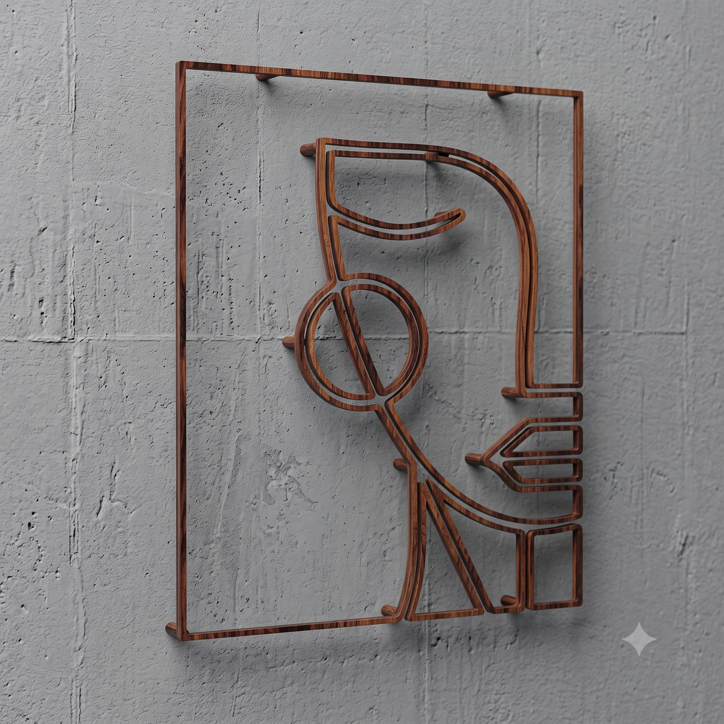 Abstract Face Line Art Framed Wall Hanging