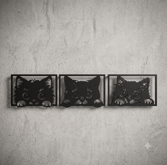 Peeking Kittens Framed 3-Piece Wall Art Set