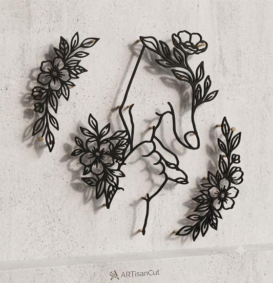 Holding Bloom Floral Hands 3-Piece Wall Hanging Set