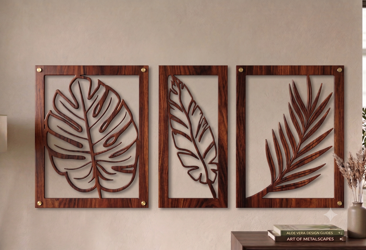 Tropical Palm Leaves Framed 3-Piece Wall Art Set