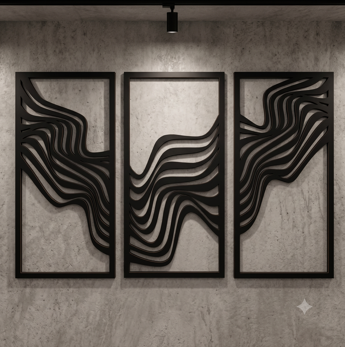 Abstract Flowing Waves Framed 3-Piece Wall Art Set