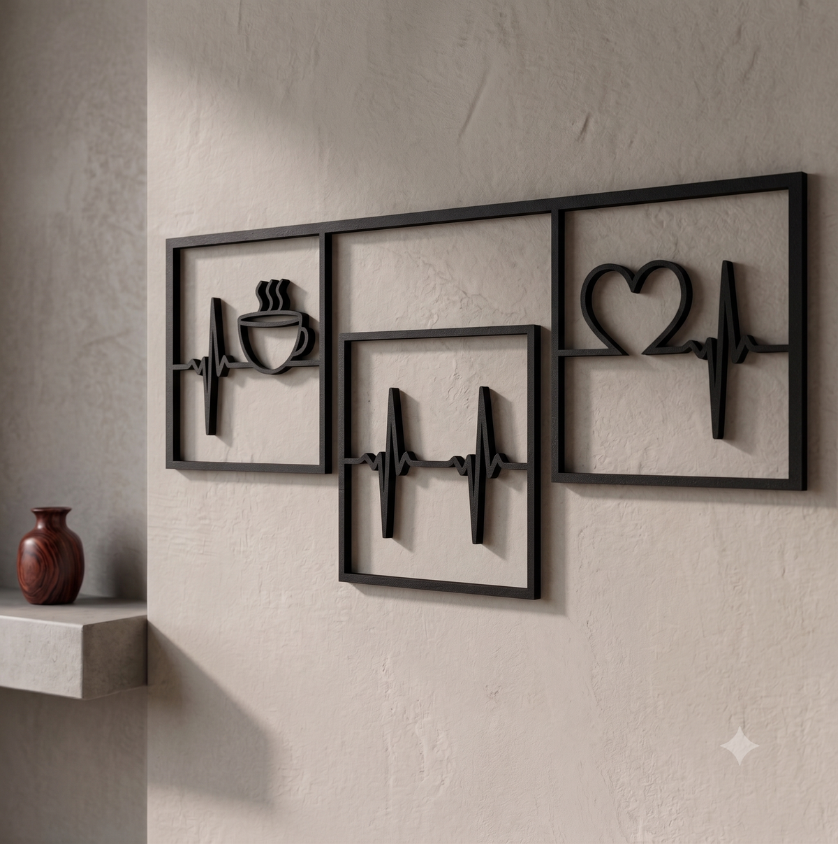 Coffee Heartbeat Framed Wall Hanging Art