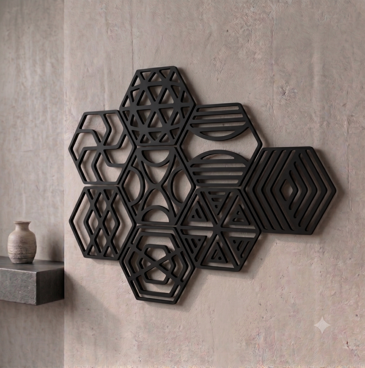 Geometric Honeycomb Hexagon Wall Hanging Art