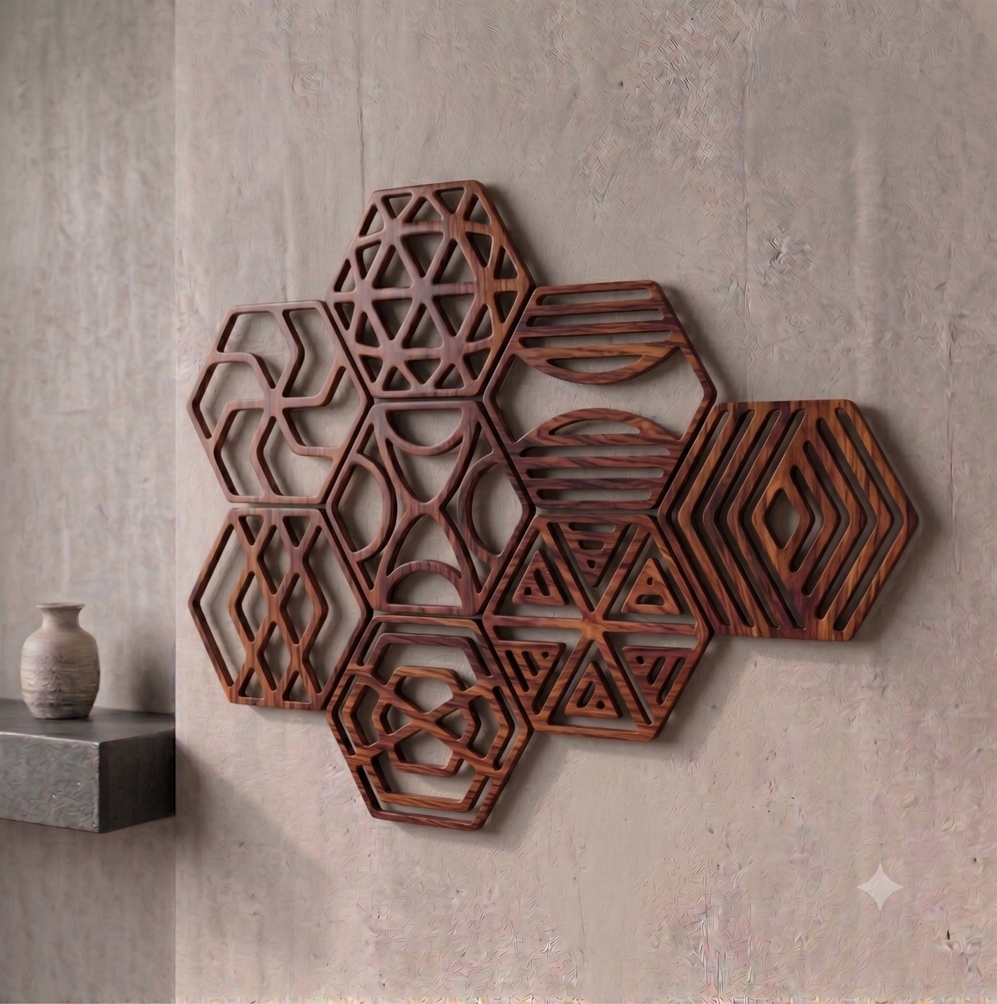 Geometric Honeycomb Hexagon Wall Hanging Art
