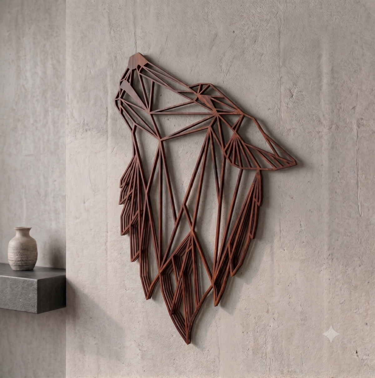 Geometric Howling Wolf Wall Hanging Art