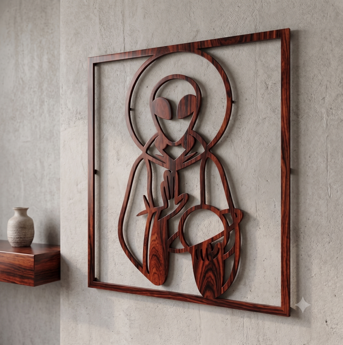 Saint Alien Cosmic Savior Framed Wall Hanging Art