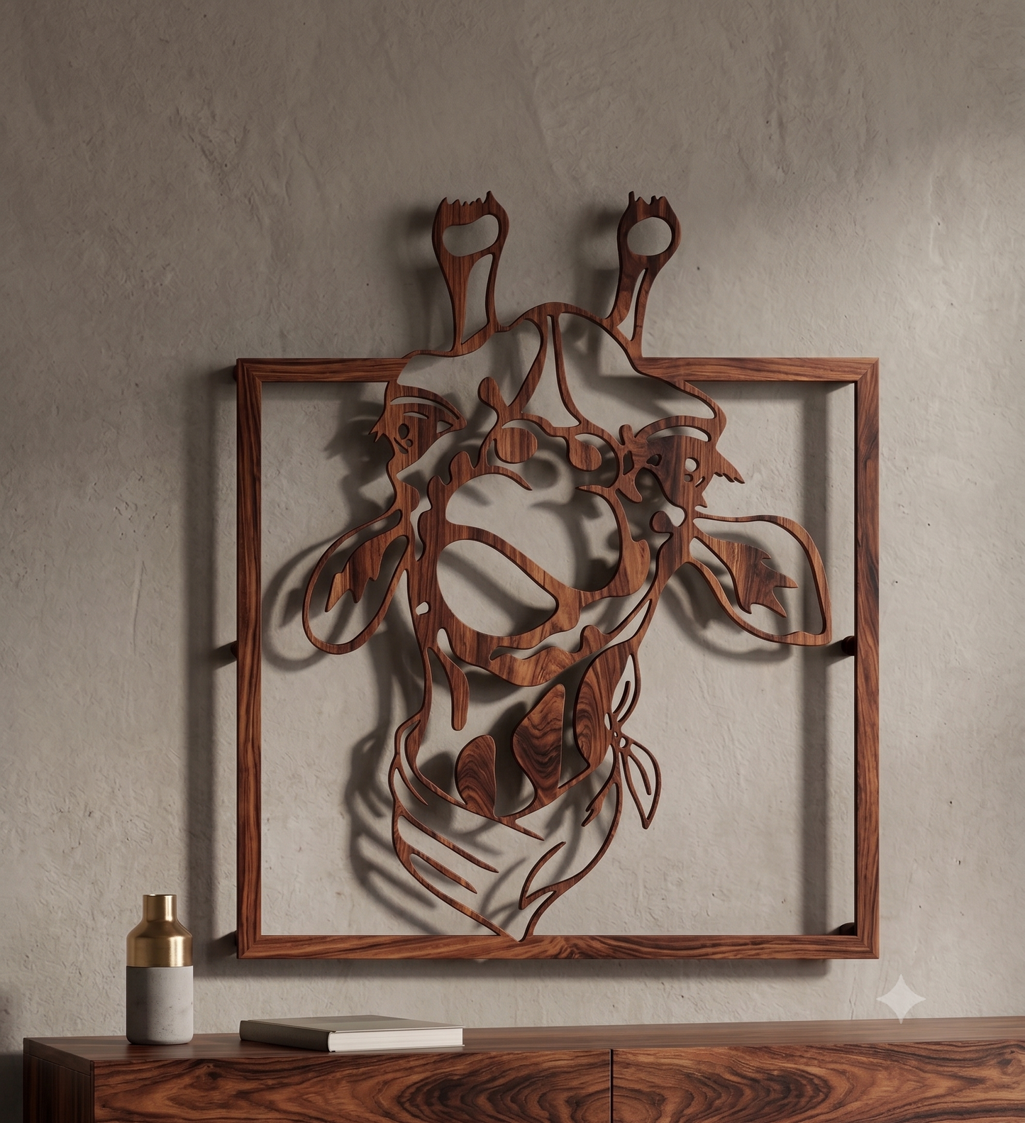 Curious Giraffe with Bandana Framed Wall Hanging Art