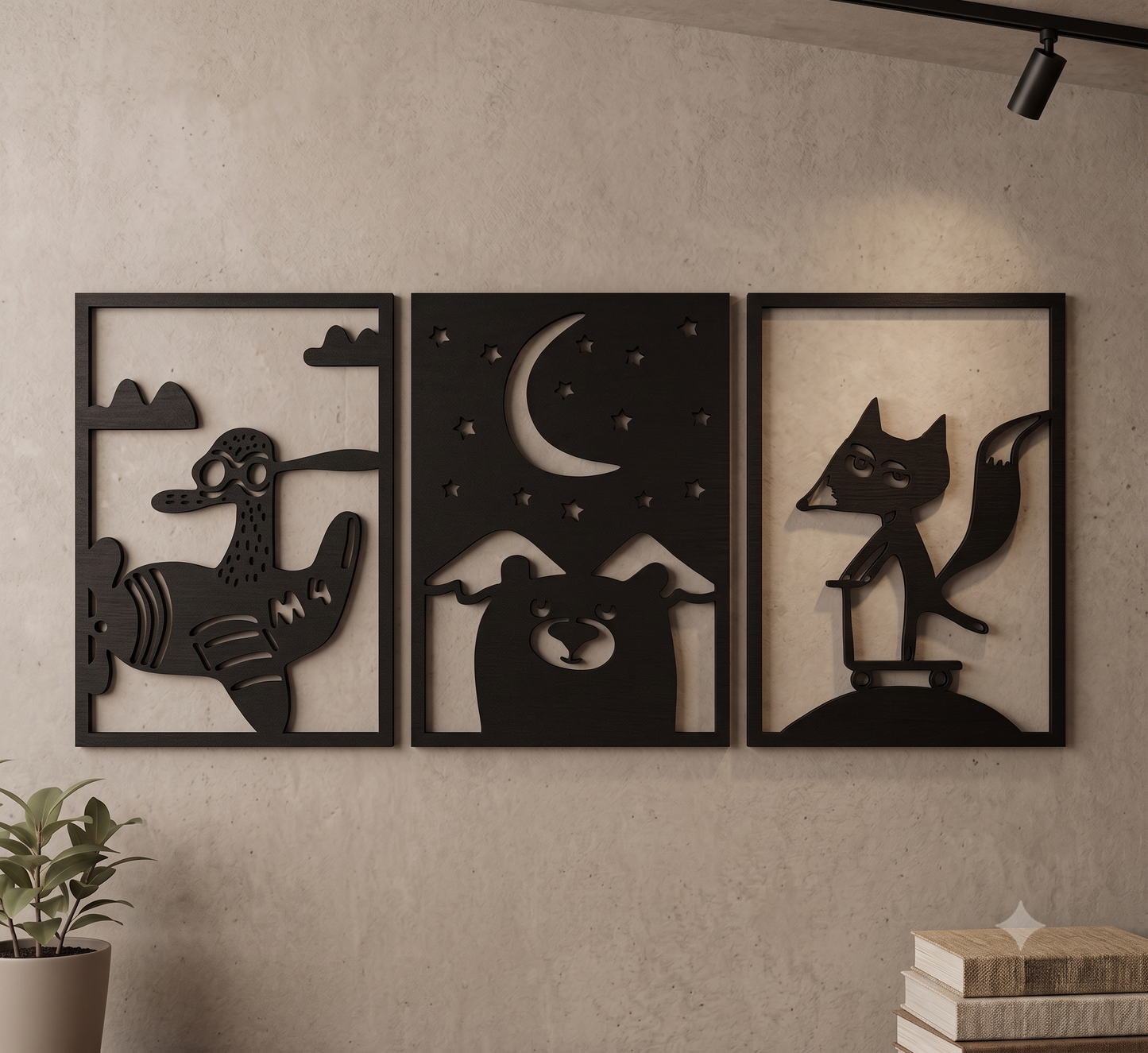 Whimsical Animal Adventures Framed 3-Piece Nursery Wall Art Set
