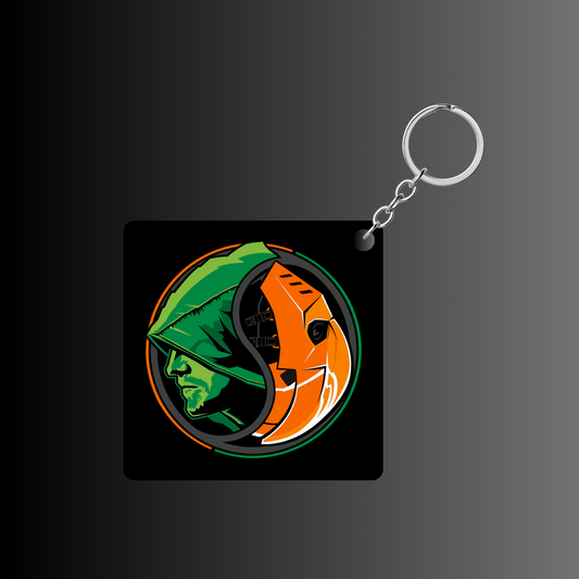 Green Arrow Square Shape Design Keychain