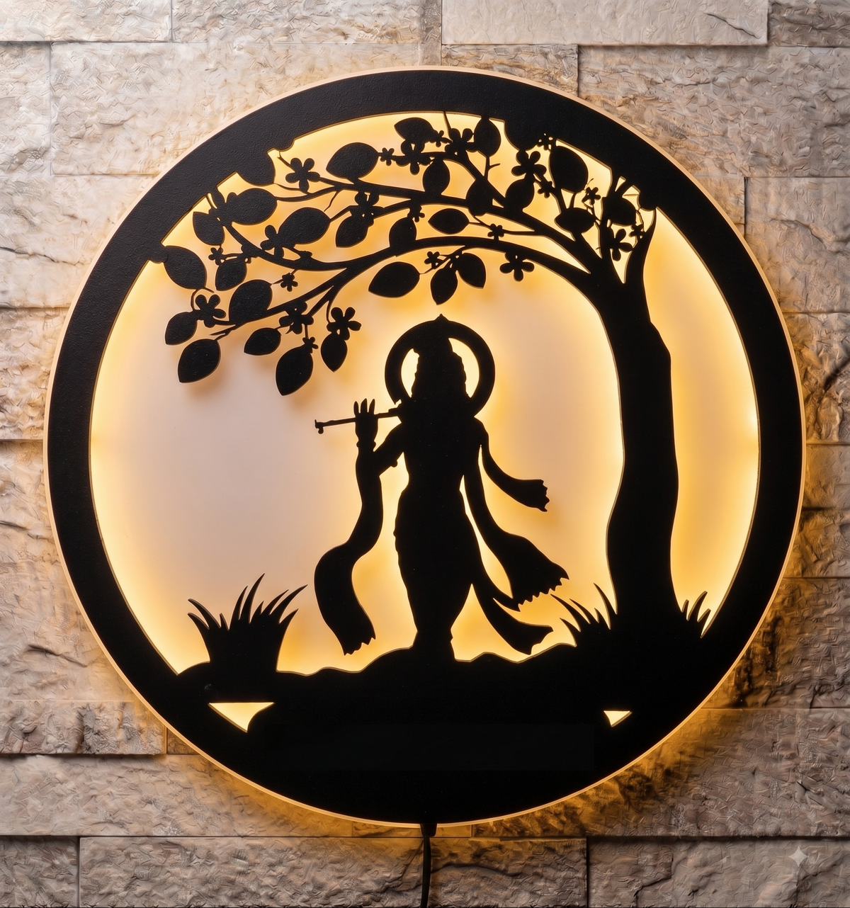 Krishna Venu Vihar Wall Art – Lord Krishna Spiritual Wall Décor