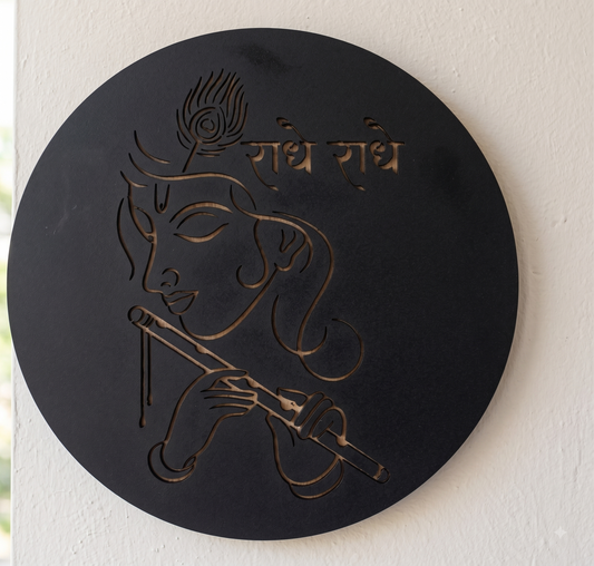 DIVINE KRISHNA BANSURI & RADHE DEVOTIONAL WALL HANGING
